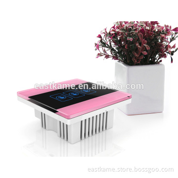 Pink 3 Gang Crystal Glass Panel WIFI Smart Light Controlled Power Remote Switch